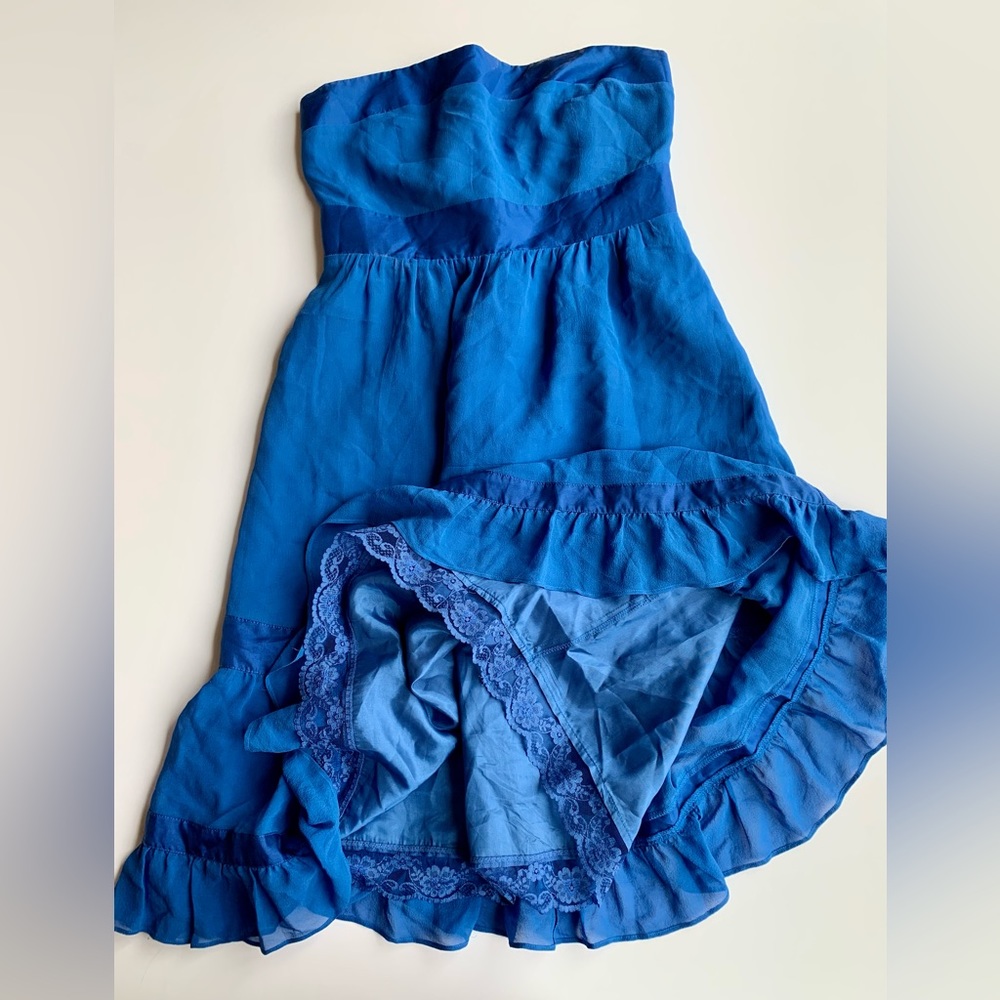Size 2 silk Moulinette Soeurs blue strapless dress